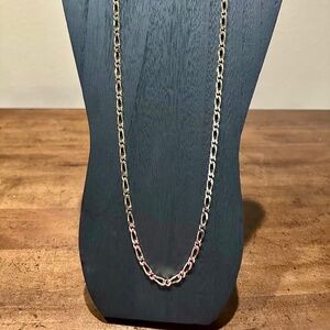 Monet Gold Tone Figaro Chain Necklace with Silver Diamond Cuts